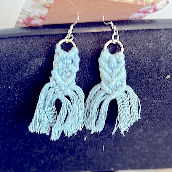 🏹BoHeMiAn EaRrInGs 🏹 »-»MaCrÄmË wOvEn FiBeR aRtWoRk«—« bOhO sTyLe|| by Laney - Picture 8 of 16